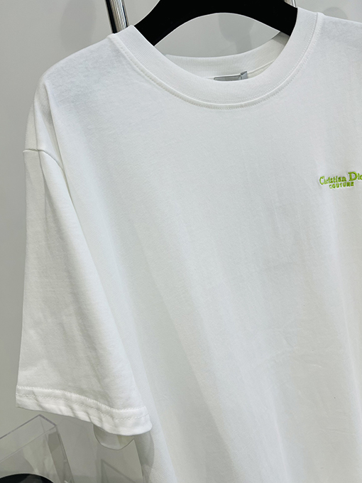 ディオール  新しい な刺繍の小さな文字の半袖Tシャツ
