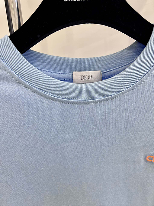 ディオール  新しい な刺繍の小さな文字の半袖Tシャツ