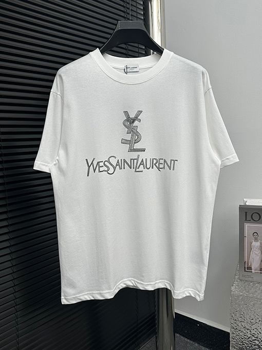 サンローランコピー  クラシックプリントロゴアルファベット半袖Tシャツ