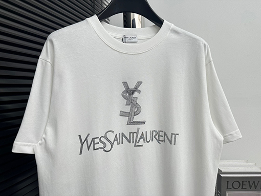 サンローランコピー  クラシックプリントロゴアルファベット半袖Tシャツ