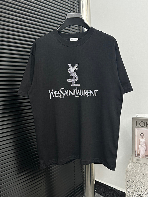 サンローランコピー  クラシックプリントロゴアルファベット半袖Tシャツ