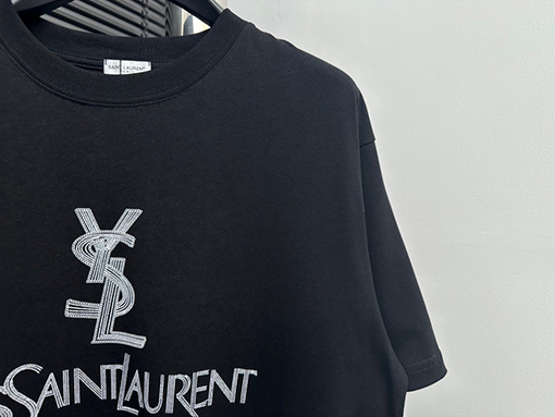 サンローランコピー  クラシックプリントロゴアルファベット半袖Tシャツ