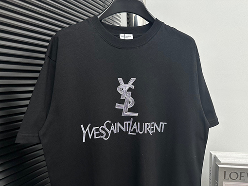 サンローランコピー  クラシックプリントロゴアルファベット半袖Tシャツ