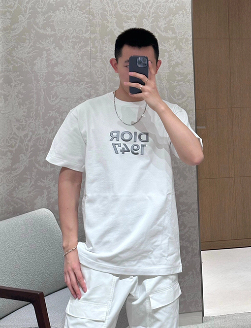 ディオール  1947刺繍ロゴアルファベット半袖Tシャツ