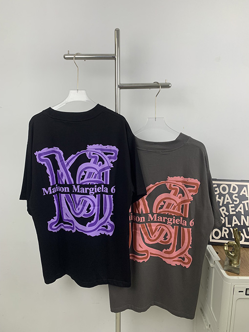 マルタンマルジェラ  新しい発泡カラー前後プリント半袖Tシャツ