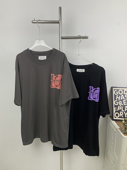 マルタンマルジェラ  新しい発泡カラー前後プリント半袖Tシャツ