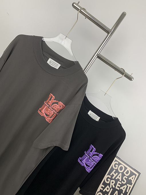 マルタンマルジェラ  新しい発泡カラー前後プリント半袖Tシャツ