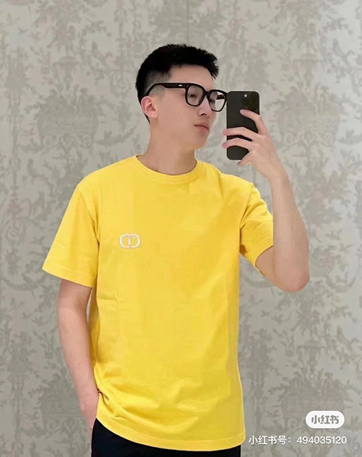 ディオール  クラシックCDアルファベット刺繍ニットクルーネック半袖Tシャツ