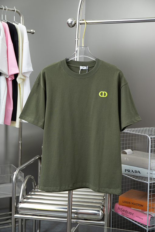 ディオール  クラシックCDアルファベット刺繍ニットクルーネック半袖Tシャツ