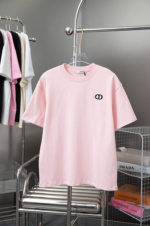 ディオール  クラシックCDアルファベット刺繍ニットクルーネック半袖Tシャツ