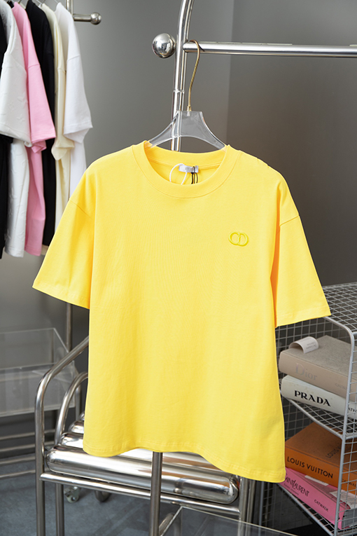 ディオール  クラシックCDアルファベット刺繍ニットクルーネック半袖Tシャツ