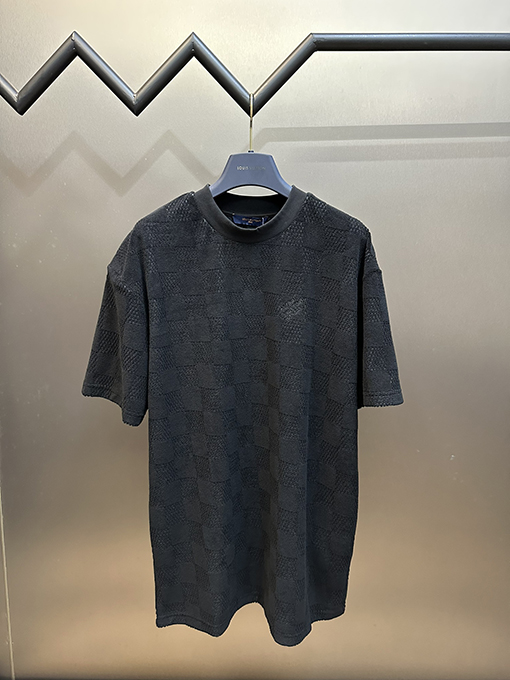 ルイヴィトン  チェック柄のタオル生地の半袖Tシャツ