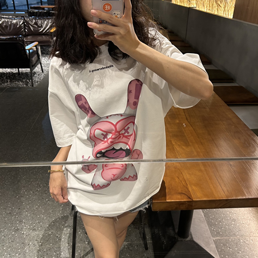 アレキサンダーワン ピンク なウサギ 半袖Tシャツ