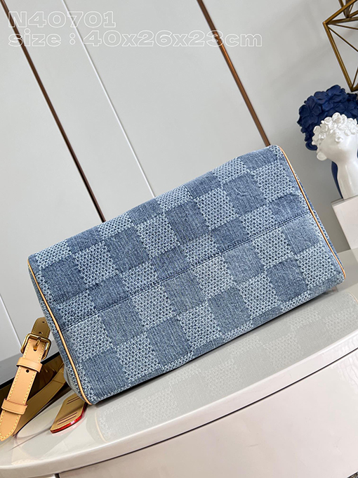 ルイヴィトンスーパーコピー Damier Denim 3 D生地Speedy 40 Bandoulièreハンドバッグ N40701