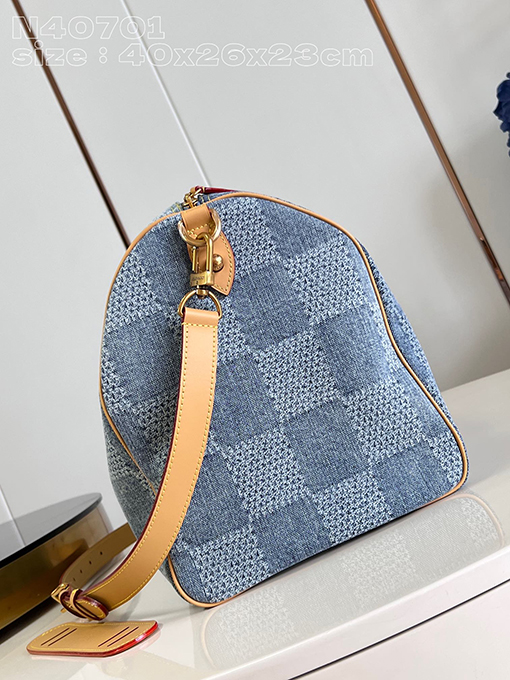ルイヴィトンスーパーコピー Damier Denim 3 D生地Speedy 40 Bandoulièreハンドバッグ N40701