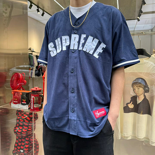 SUPREME SS24 ULTRASUEDE MESH BASEBALL JERSEYメッシュベースボールジャージ