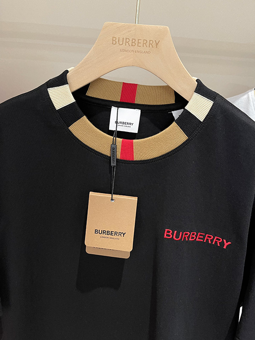 バーバリーコピー  新しいロゴ刺繍入りコットン半袖Tシャツ