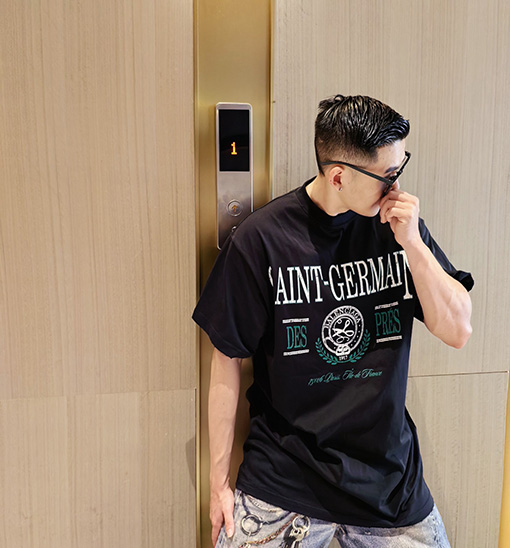バレンシアガ 新作 SAINT GETMAINプ リント半袖Tシャツ