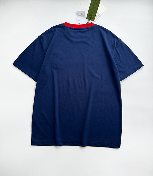 グッチ  プリント刺繍ラウンドネック半袖Tシャツ