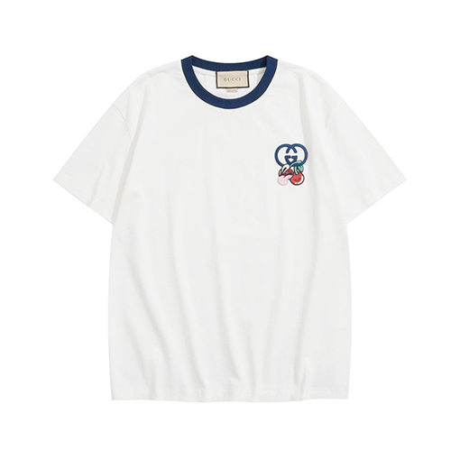 グッチ  プリント刺繍ラウンドネック半袖Tシャツ