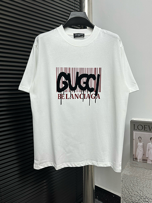 グッチXバレンシアガ ベルベットクルーネックTシャツ