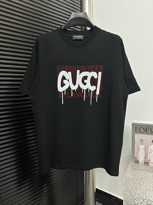 グッチXバレンシアガ ベルベットクルーネックTシャツ