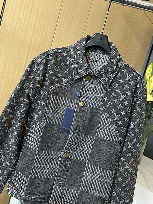 ルイヴィトンコピー  チェック柄ステッチデニムジャケットジャケット