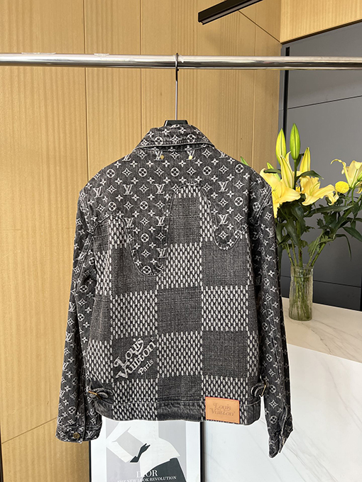 ルイヴィトンコピー  チェック柄ステッチデニムジャケットジャケット