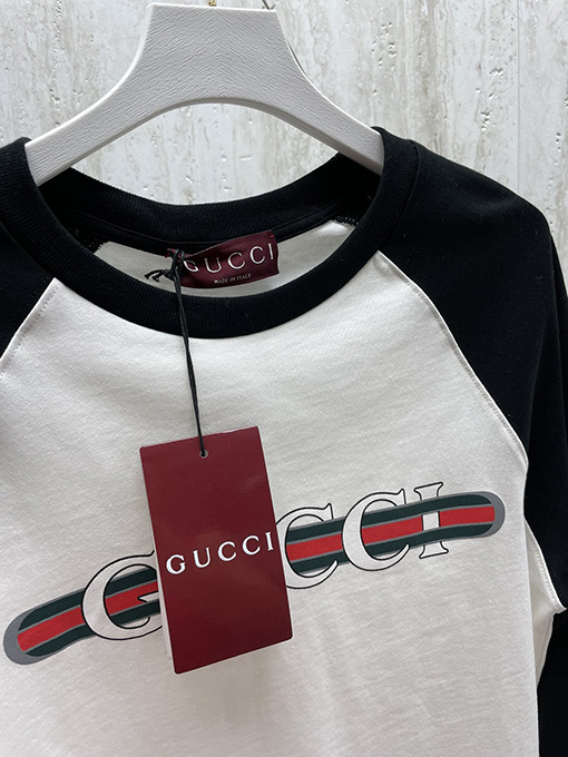 グッチコピー  ショルダーパッチワークベルトプリント長袖シャツ