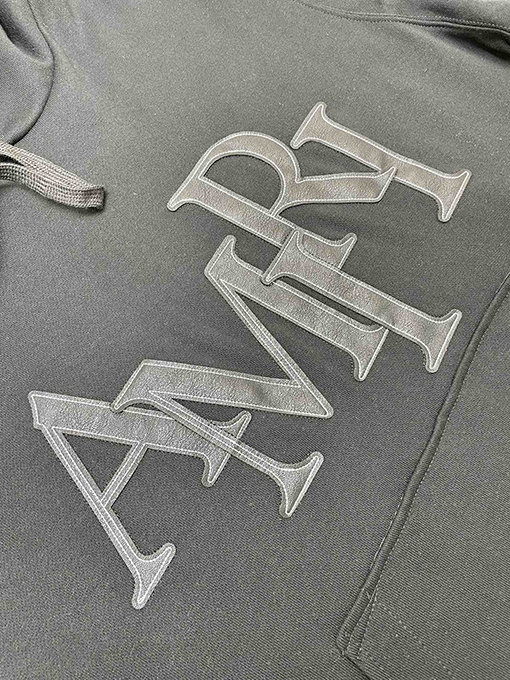 アミリ レザー刺繍セーターパーカー