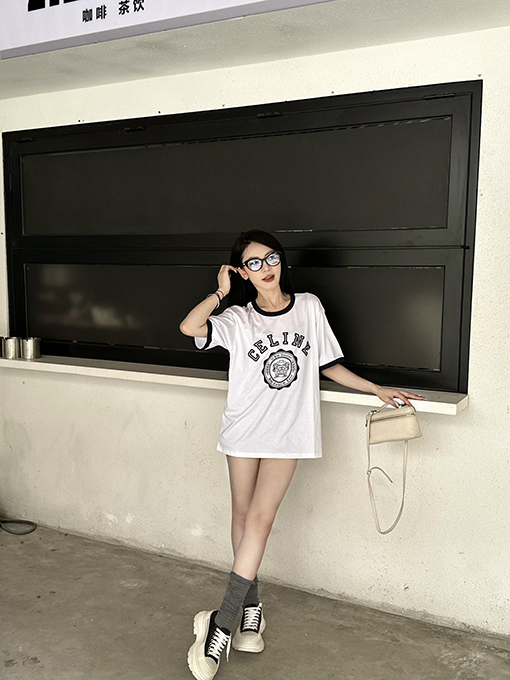 セリーヌスーパーコピー 24 Fwベルベットステッチ半袖Tシャツ