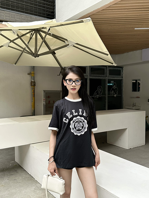 セリーヌスーパーコピー 24 Fwベルベットステッチ半袖Tシャツ