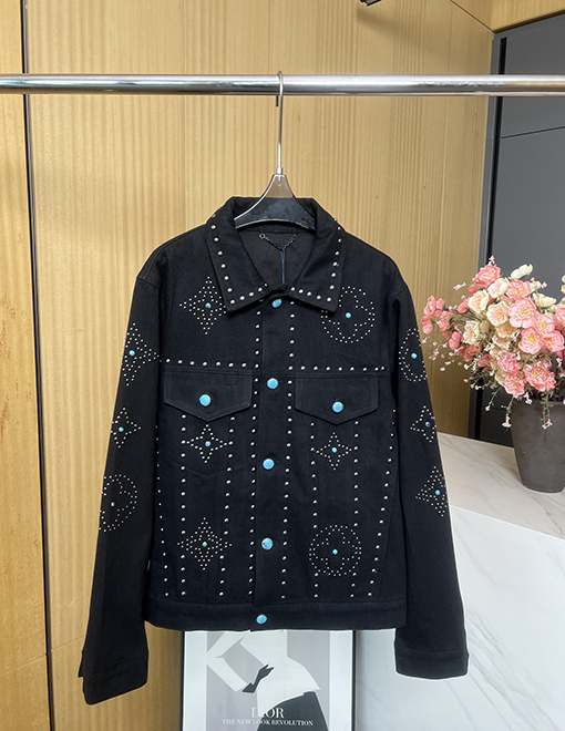 ルイヴィトン レディース24 FW 秋冬新作リベット装飾ロゴフラワーデニムジャケット