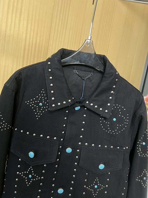ルイヴィトン レディース24 FW 秋冬新作リベット装飾ロゴフラワーデニムジャケット