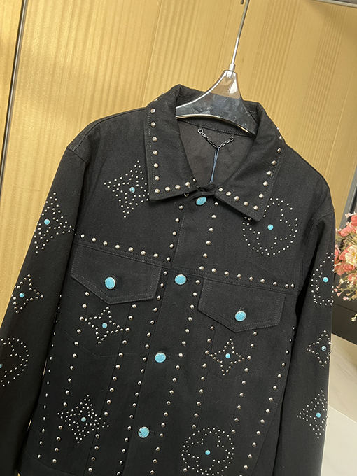ルイヴィトン レディース24 FW 秋冬新作リベット装飾ロゴフラワーデニムジャケット