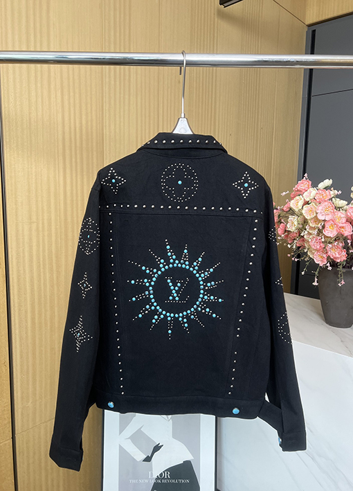 ルイヴィトン レディース24 FW 秋冬新作リベット装飾ロゴフラワーデニムジャケット