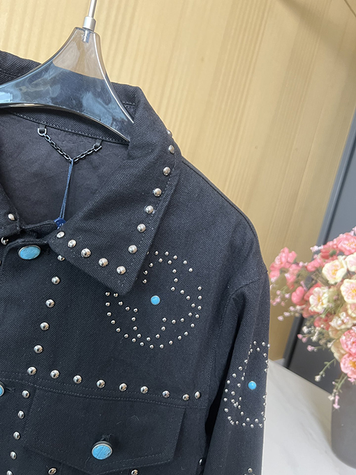 ルイヴィトン レディース24 FW 秋冬新作リベット装飾ロゴフラワーデニムジャケット