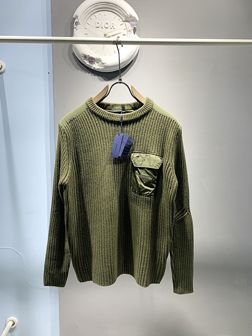 プラダ 24 FW カシミヤウール混紡パッチワークポケットセーター 