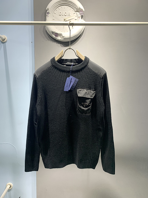 プラダ 24 FW カシミヤウール混紡パッチワークポケットセーター 