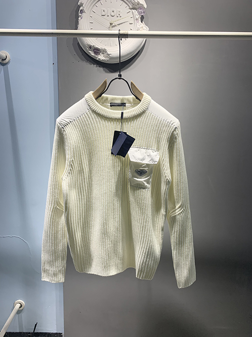 プラダ 24 FW カシミヤウール混紡パッチワークポケットセーター 