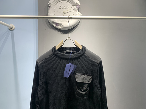 プラダ 24 FW カシミヤウール混紡パッチワークポケットセーター 