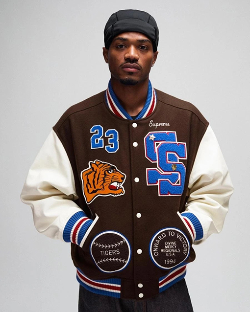シュプリーム  秋冬コレクションTIGER VARSITY JACKET刺繍ラベリングタイガーベースボール服