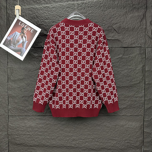 グッチコピー 両面ジャカードロゴカシミヤカーディガン