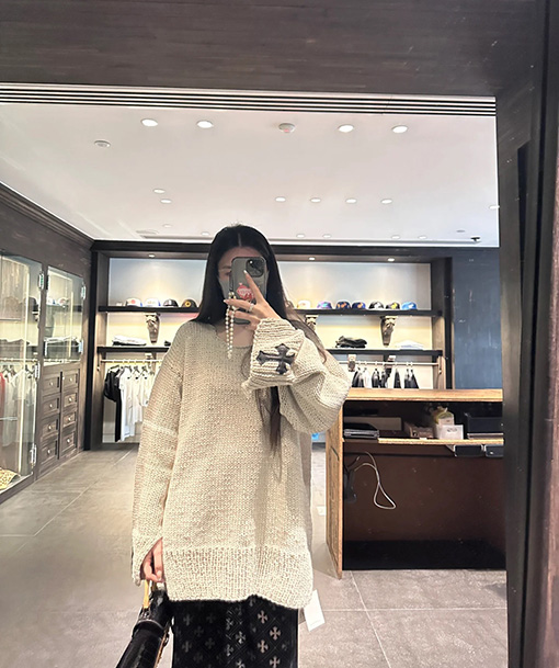 クロムハーツ カシミヤレザークロスニットセーター