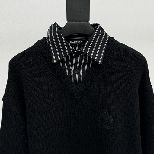 バレンシアガ 24FW フェイクステッチウールニットクルーネック