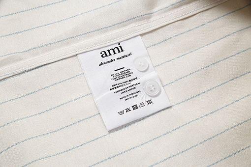 アミ  AMI Parisコットンストライプ半袖オックスフォードシャツ