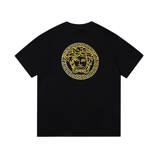 フェンディ X ヴェルサーチ連名前後ゴールド刺繍半袖Tシャツ