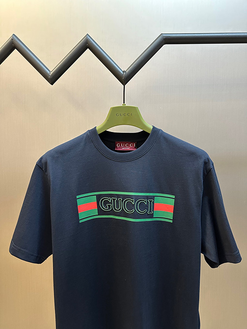 グッチコットン GUCCI刺繍半袖シャツ