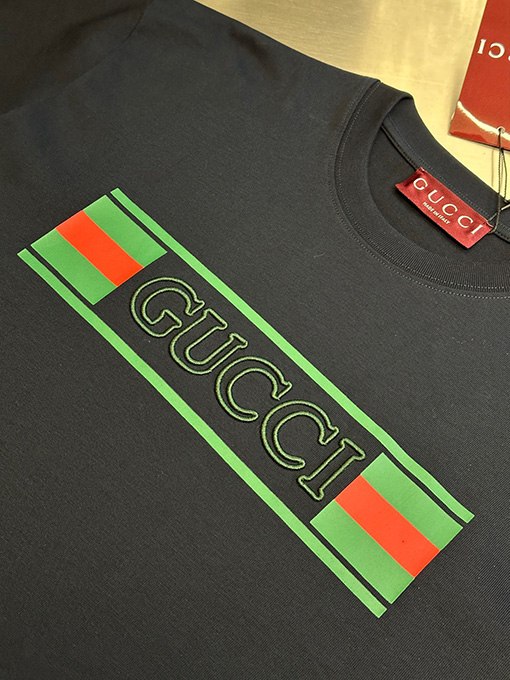 グッチコットン GUCCI刺繍半袖シャツ