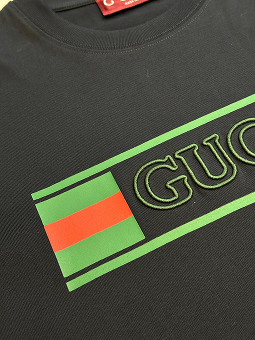 グッチコットン GUCCI刺繍半袖シャツ